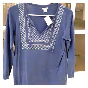 J Crew NWT embroider summer 3/4 sleeve sweater